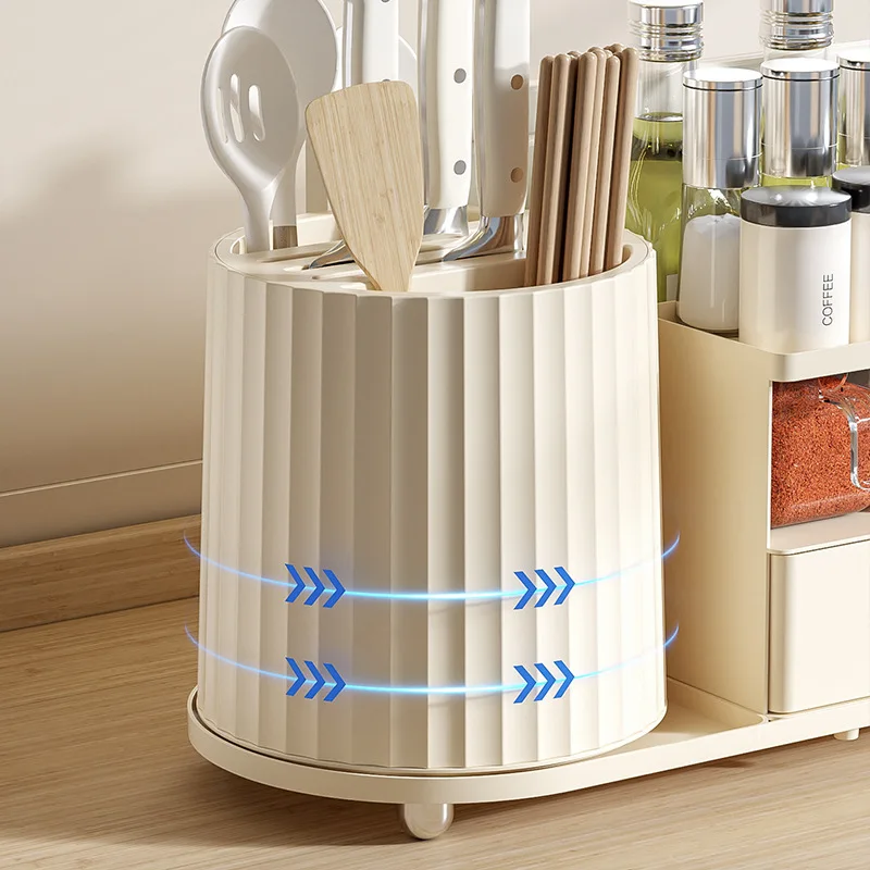 

Kitchen Spice Storage Rotating Rack Tableware Drainboard Multifunction Organizers Knife Stand Holder Spoon And Chopsticks Rest