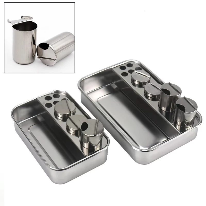 

Dental Stainless Steel Tray for Storage Box Holds 3/4 Bottles, Dressing Plate & Instruments Dentist Lab Tools Organizer