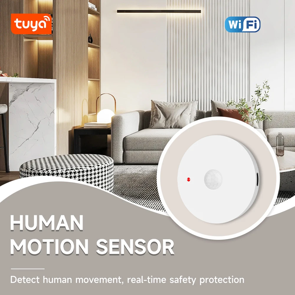 Tuya Wifi Human Motion Sensor Detect Human Body PIR Movement With Luminance Safety Protect Remote Control Scene Linkage