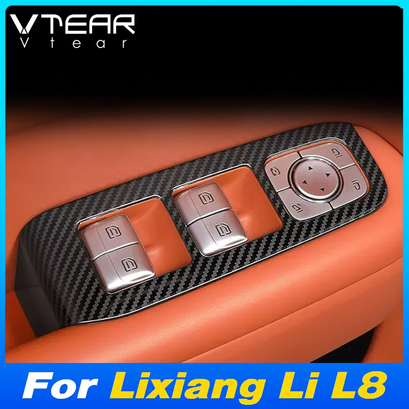 

Vtear Car Door Window Glass Lift Switch Button Cover Interior Handle Frame Panel Trim Stickers Decoration For Lixiang Li L8 2024