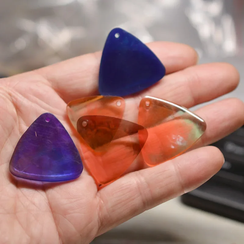 Triangle color transparent imitation stone charm acrylic pendant earrings Key chain DIY craft jewelry making accessories 30x6mm