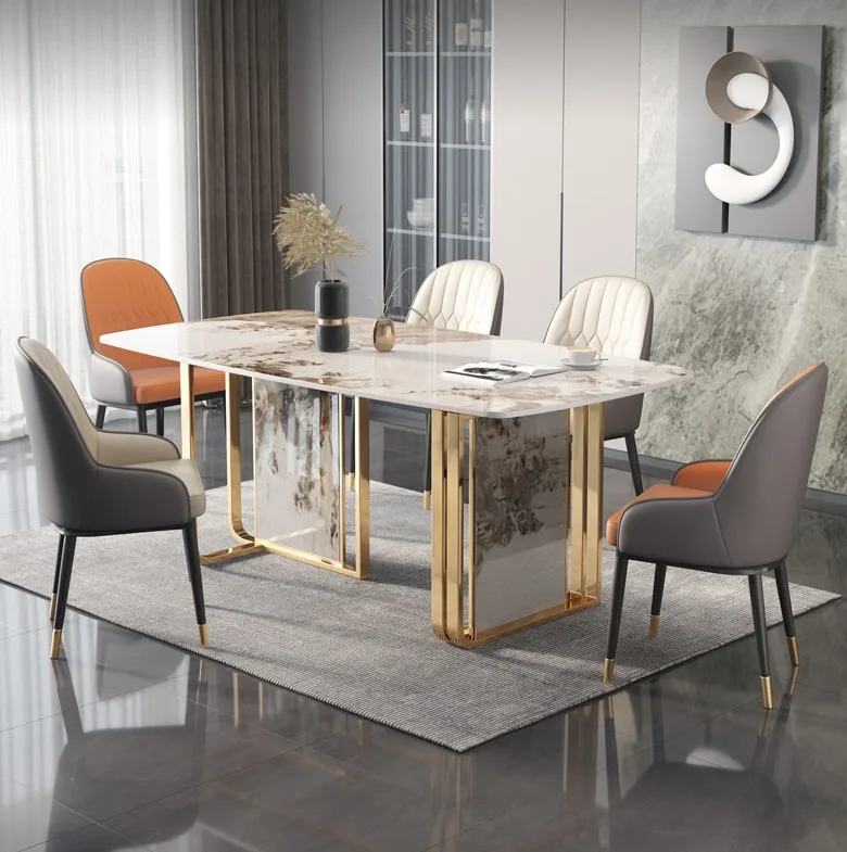 cheap center luxurious metal center luxury marble dining table set stone table set dining chairs with table