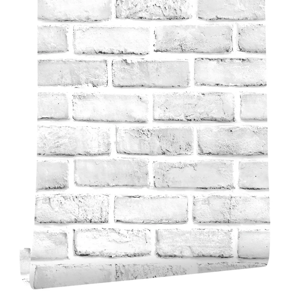 

Brick Peel and Stick White Grey Brick Contact Paper Self Adhesive 3D Brick Wallpaper Removable for Bedroom Living Room Decor