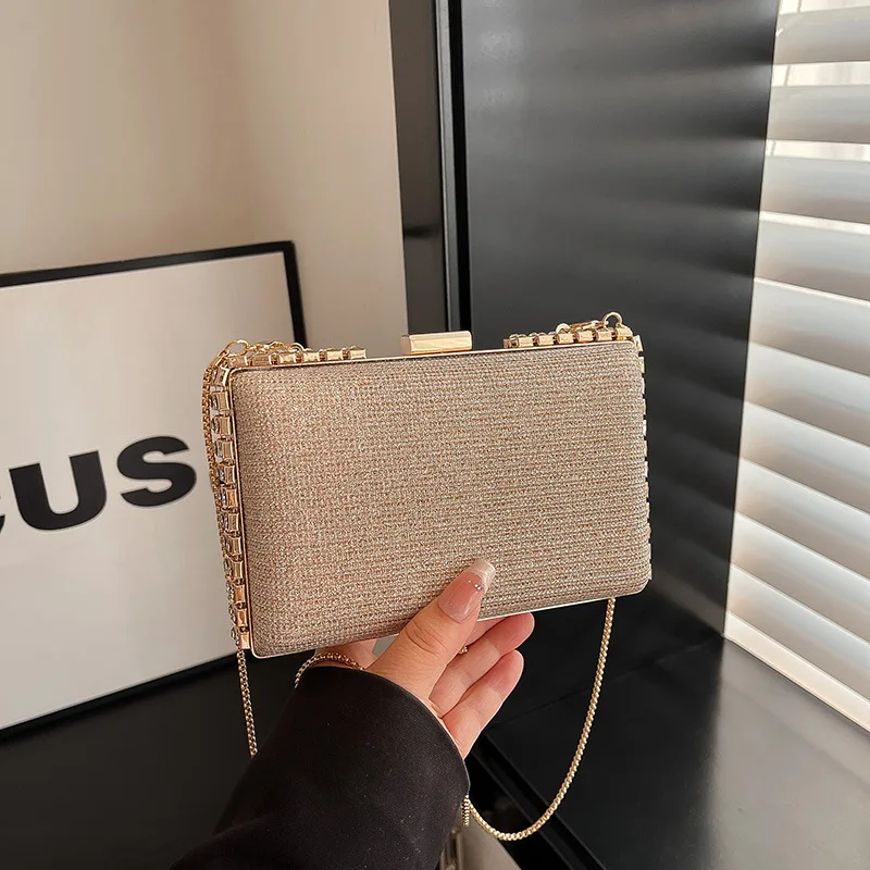 

2026 Luxury Shiny Rhinestone Women's Evening Bag Luxury Diamond Border Clutch Handbag Wedding Party Elegant Crossbody Bag
