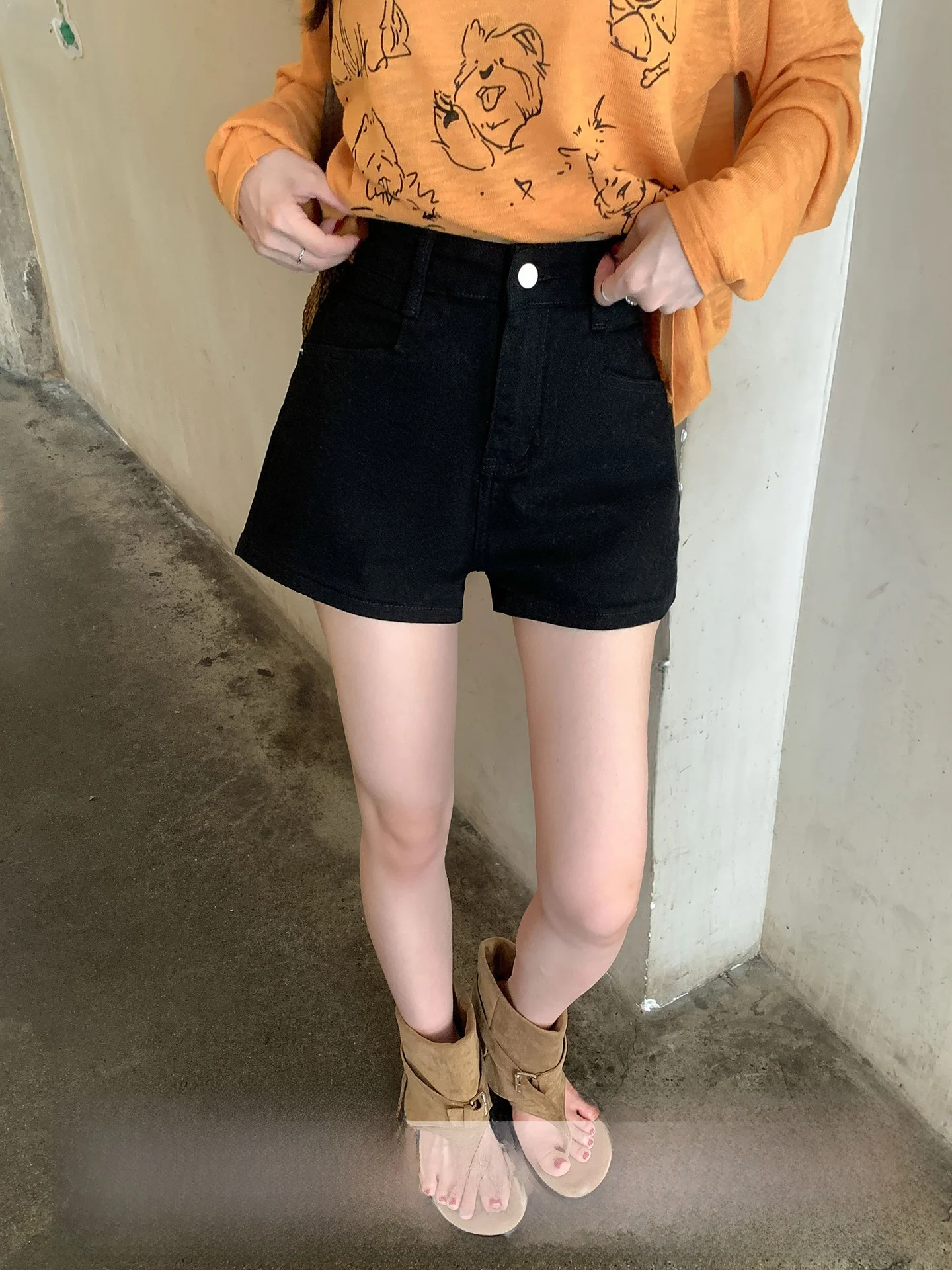 

High Waist Versatile Commute Shorts Women's Summer New Style Small Size Casual Slimming Meat Covering Cotton Straight Leg Pants
