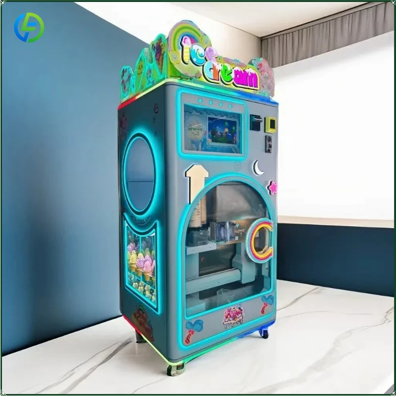 Autotmatic Commercial 1 Flavor 3 Jams and Toppings Icecream Cone Filling Maker Vending Machine FL Customized