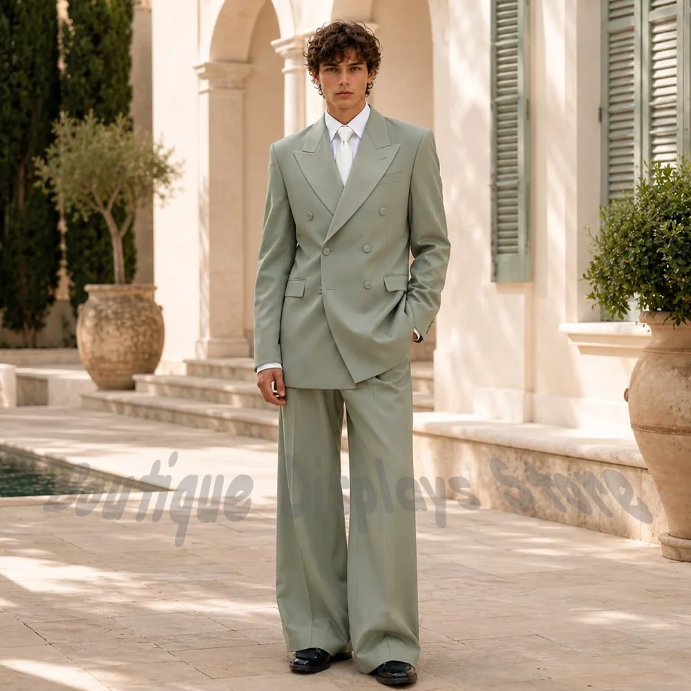 Classic Elegant Men's Wedding Suits Tailored Made Peak Lapel Blazer Pants Groom Prom Business Party Gentleman Outfit Set