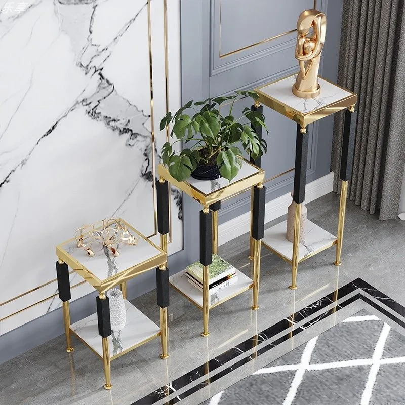 Luxury Italian Style Plant Stand Modern Floor Display Shelf Stainless Steel Living Room Flowerpot Stand Balcony Interior Decor