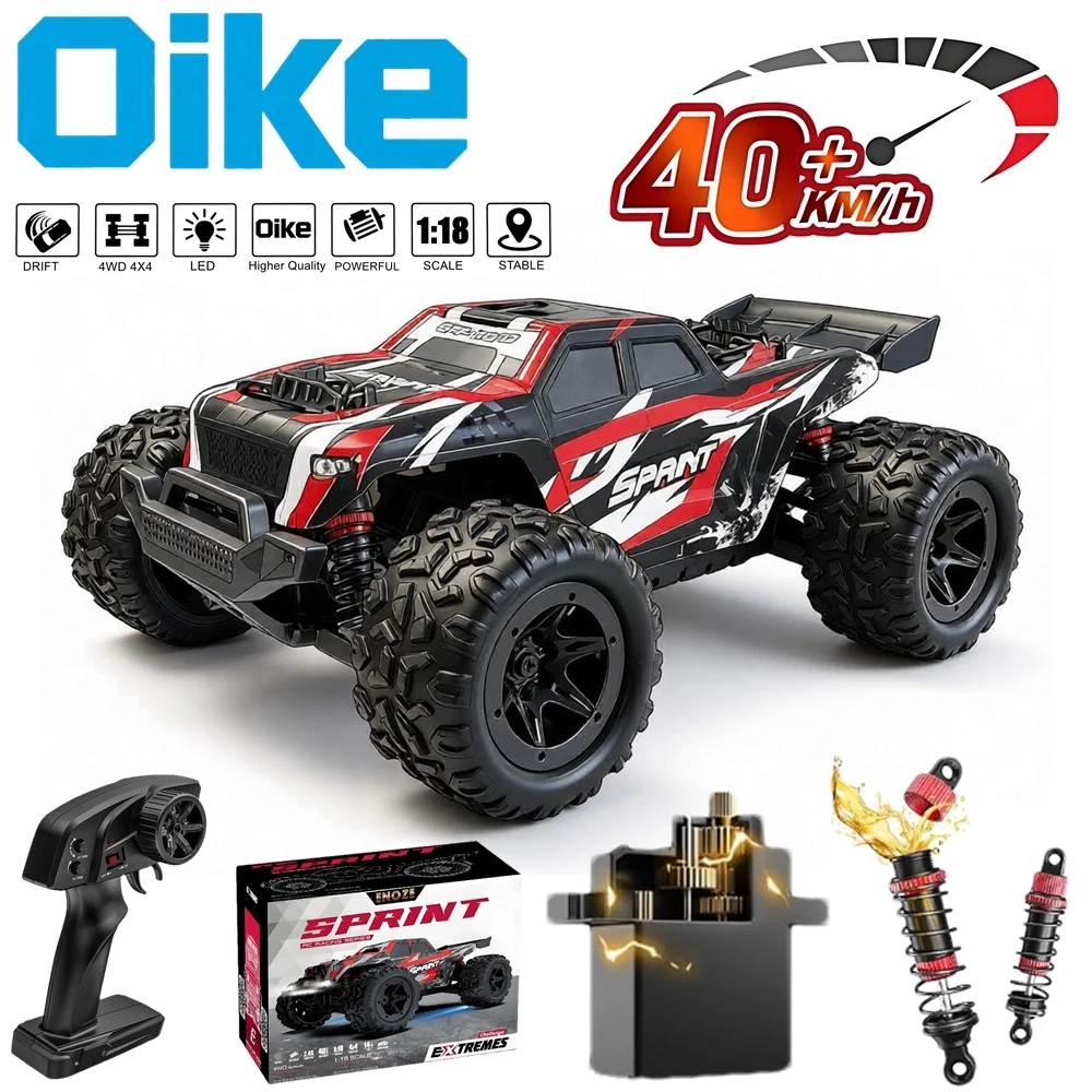 Oike Fast RC Cars 40KM/H High Speed Remote Control Car 4WD 4X4 Off Road RC Truck with LED Lights All-Terrain Monster Truck Toy