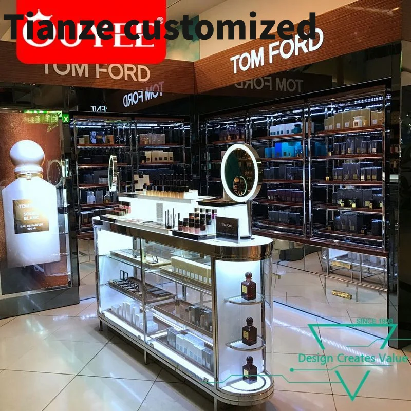 

Customized-Attractive Mall Counter Cosmetics Display Table Makeup Shop Design