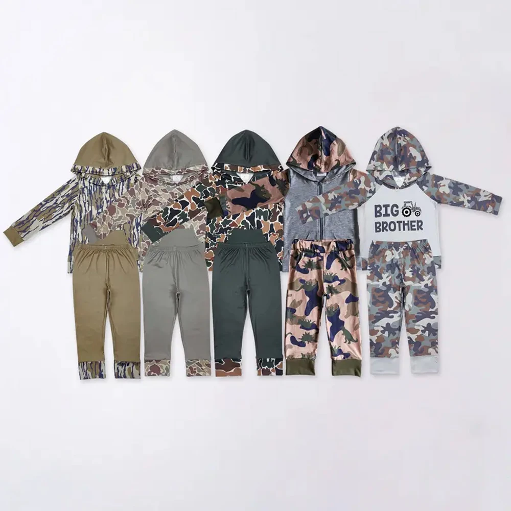 

z1017-18 BLP0961 Wholesale Summer baby boy clothes Pocket camouflage hooded long sleeve Pants Set Boutique kids clothes boys