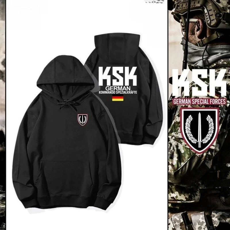 

Толстовка с капюшоном немецкого спецназа KSK, военный фанат, тактическая повседневная толстовка с длинными рукавами, осенне-зимний мужской свободный топ