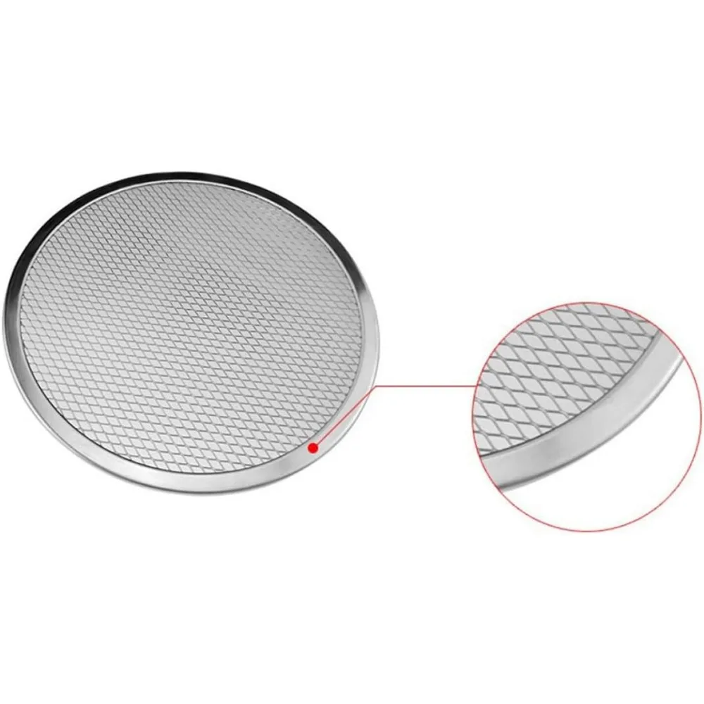Steel pizza pan, non-stick pizza pan, baking pan, round metal mesh, perforated mesh pan, oven safe