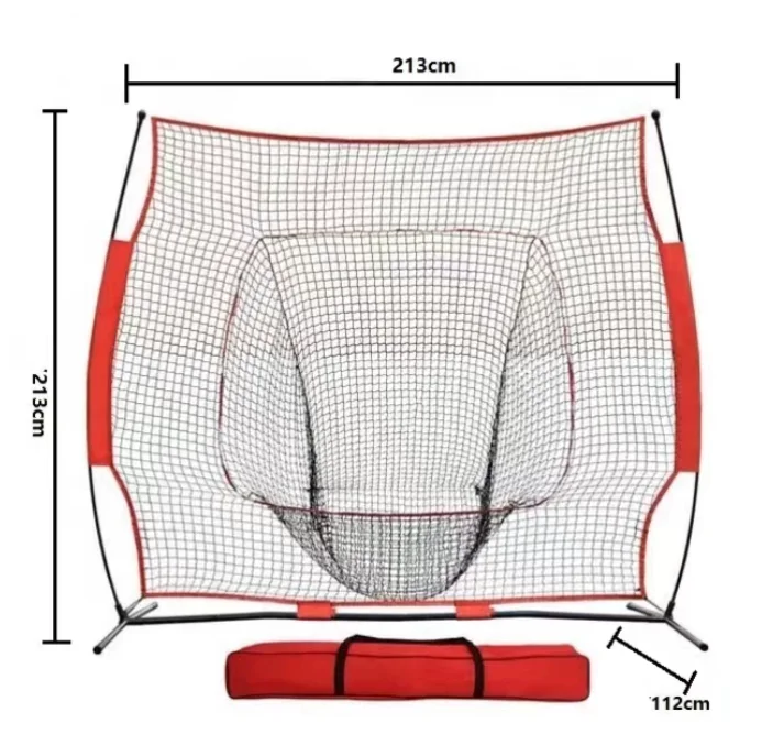7x7ft Baseball Practice Net Portable Hitting Pitching Net with Ball Caddy Target Frame for Softball Indoor Outdoor Training