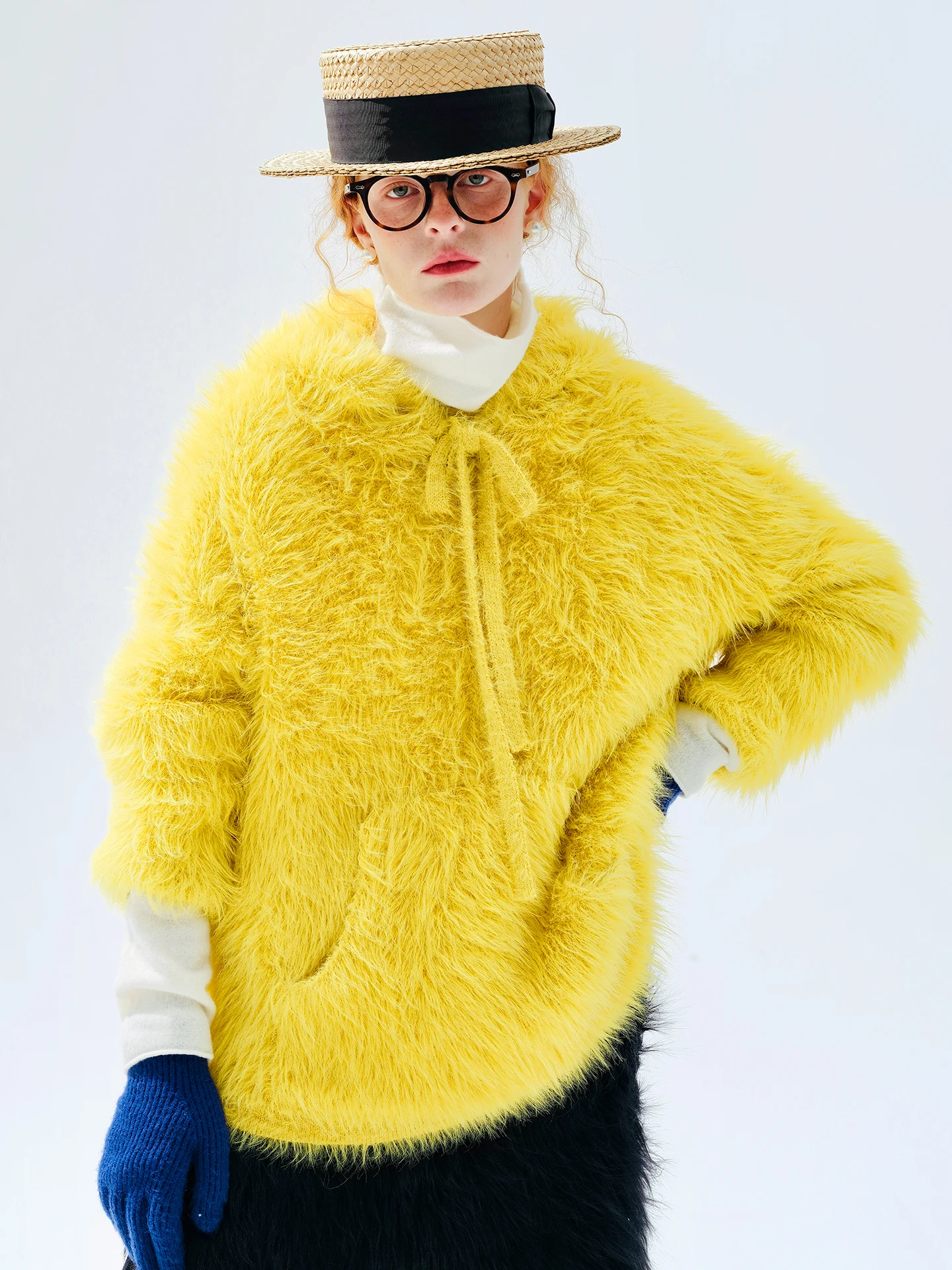 

imakokoni 2025 оригинальный зимний тяжелый желтый пуловер с капюшоном - повседневный и теплый женский топ 255279