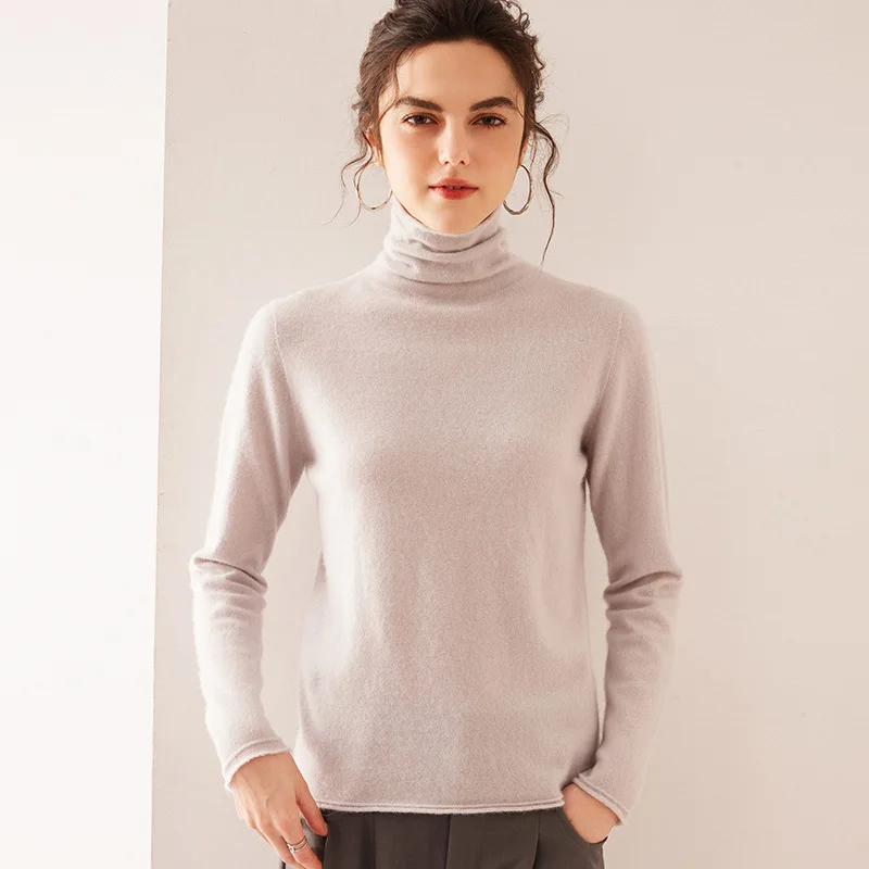 BirdTree, 35% Cashmere 65% Wool Elegant Sweaters, Women Pile Collar Seamless, A-level Boutique Sweater, Autumn Winter T49114QC