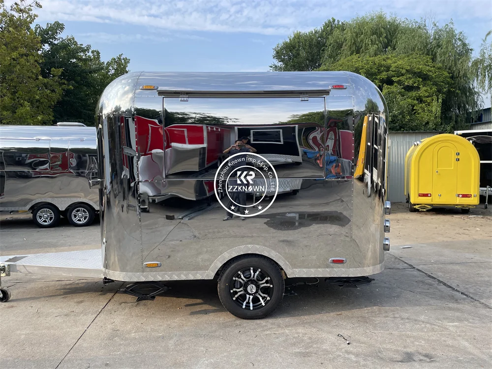 

Stainless Steel Food Truck Airstream Sale Coffee Ice Cream With Fully Equipment Cart Mobile Kitchen Kiosk Fast Food Trailer