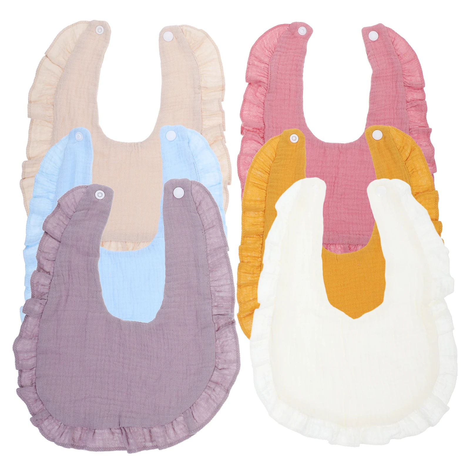 

6Pcs Baby Drooling Bib Cotton Soft Breathable Absorption Bib Toddler Feeding Supplies Skin Friendly Lightweight