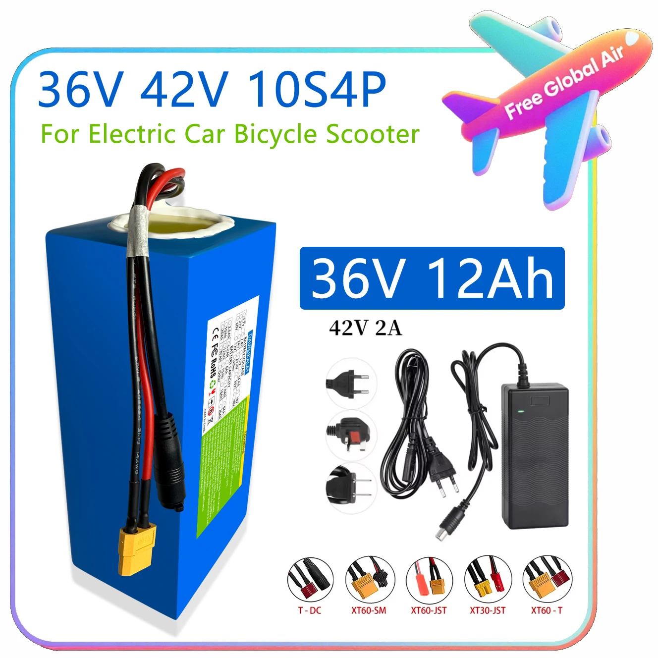 

36V 42V 10S4P 18650 High-Capacity Power 42V 750W 1000W Lithium Battery Pack For Electric Car Bicycle Scooter Belt 30A BMS
