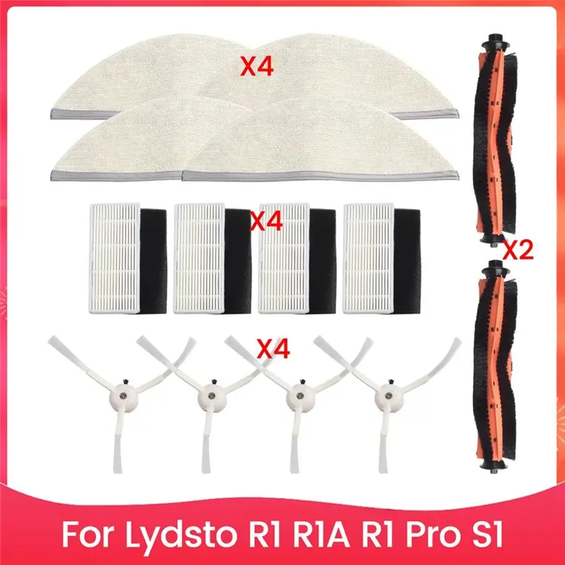 

ABMH-For Lydsto R1, R1A, R1 Pro, S1 Parts Accessories Main Brush Side Brush HEPA Filter Mop Cloth Replacement