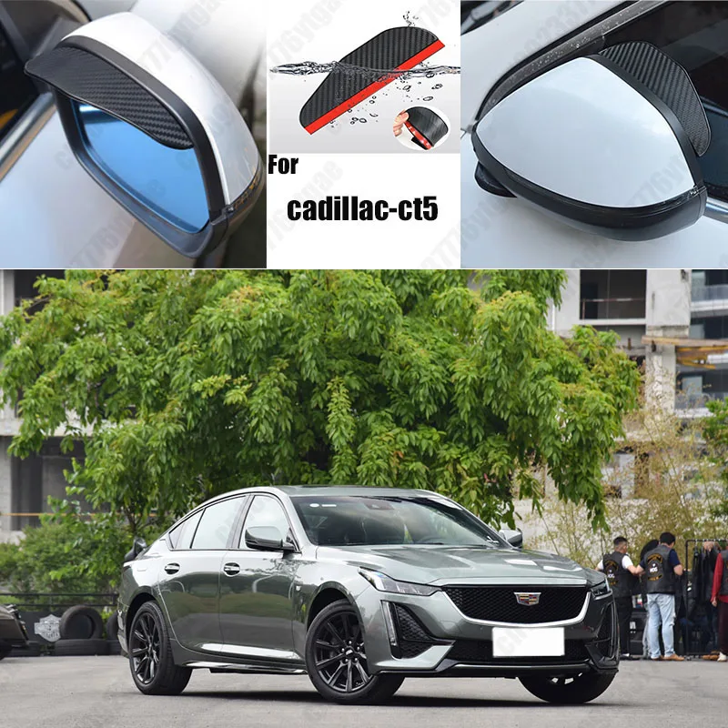 

Forcadillac-ct5 2PCS Car Rearview Mirror Rain Eyebrow Visor Carbon Fiber Car Rearview Side Snow Sun Visor Rain Cover