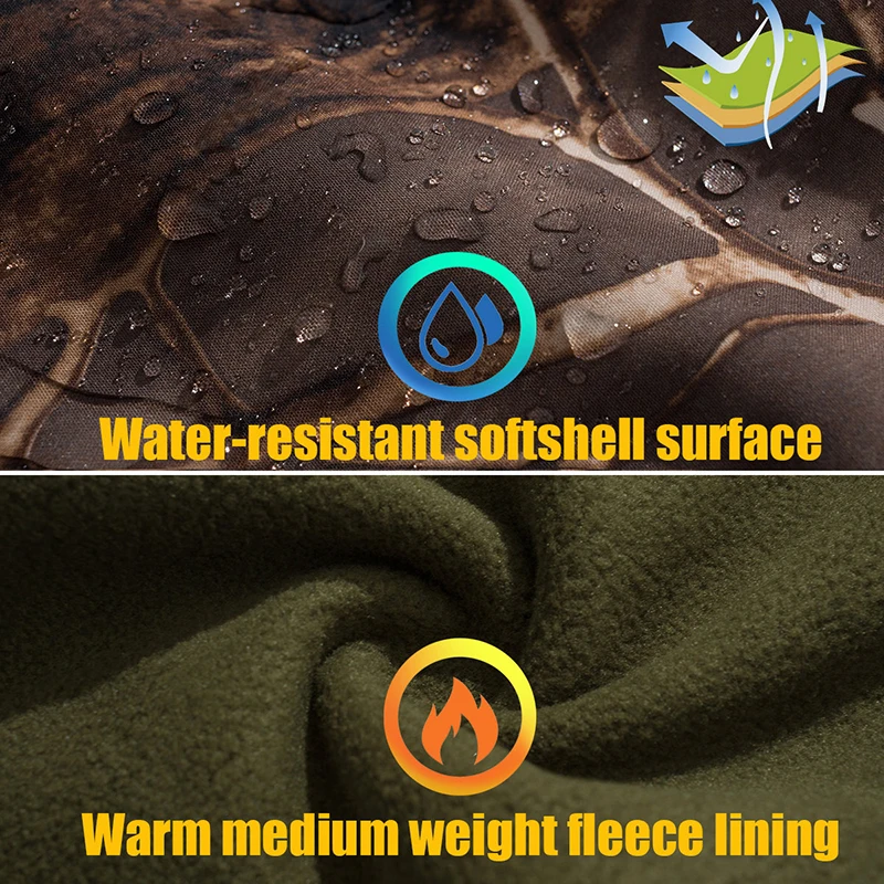 Chaqueta de caza impermeable camuflaje – Forro polar cortavientos - imagen 3