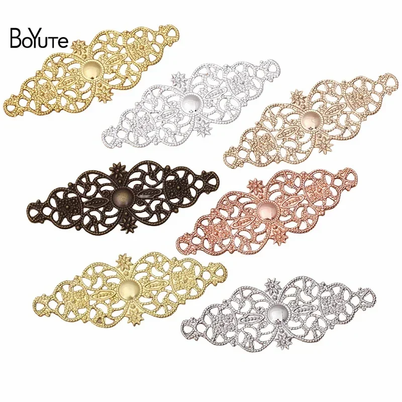 

BoYuTe (50 Pieces/Lot) Metal Brass Stamping 60*25MM Big Filigree Findings Diy Handmade Jewelry Accessories