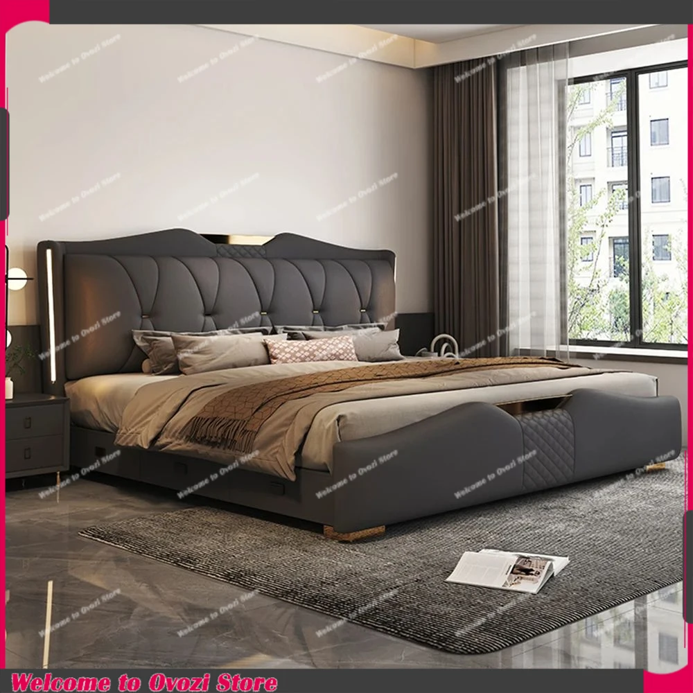

King Size Unique Storage Bed Modern Luxury Black Sleeping Double Bed 180x200 Drawers Camas De Dormitorio Bedroom Furniture