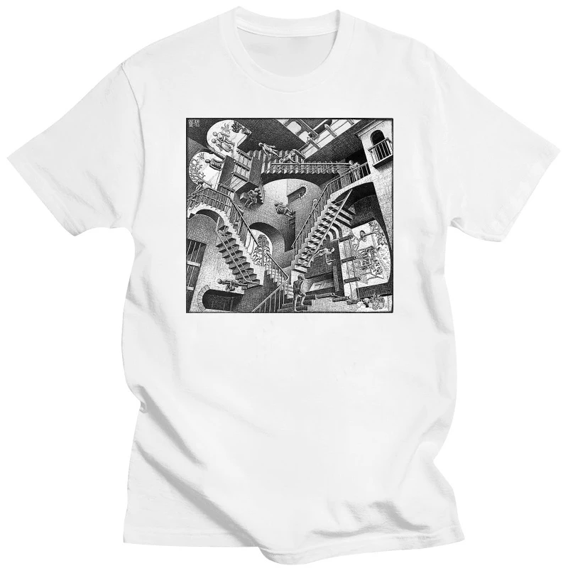 Printed T Shirt Men'S Short Sleeve O Neck T Shirts Summer Stree Twear Mc Escher Relativity Art Print Men'S T Shirt 011774