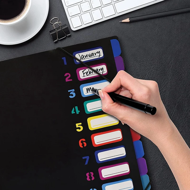 24 Clear Pocket Expanding File Folder 12 Colored Tabs,Holds 300 Sheets, File Organizer,Numbered Index On Cover