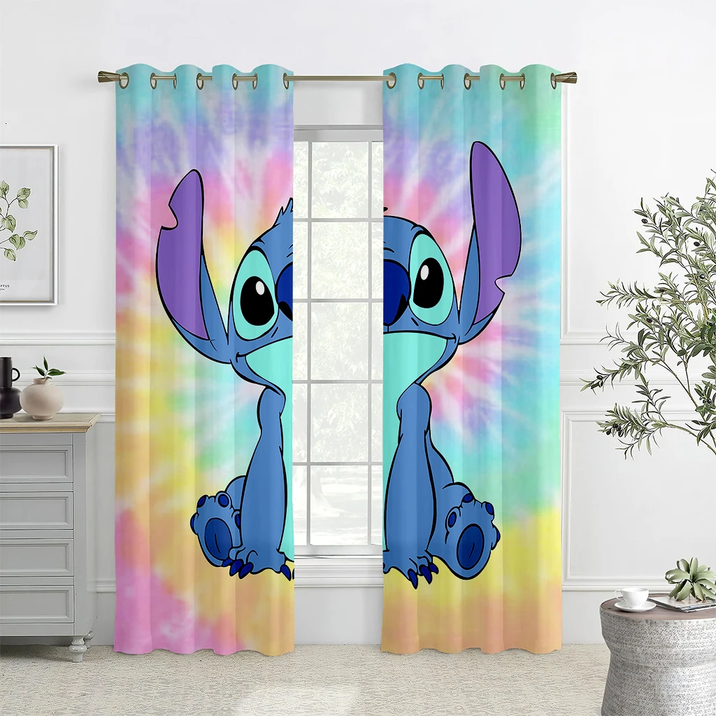 2-Pack Animation Cartoon Print Curtains Living Room Study Dormitory Children's Room Decoration Curtains Machine Washable Gift