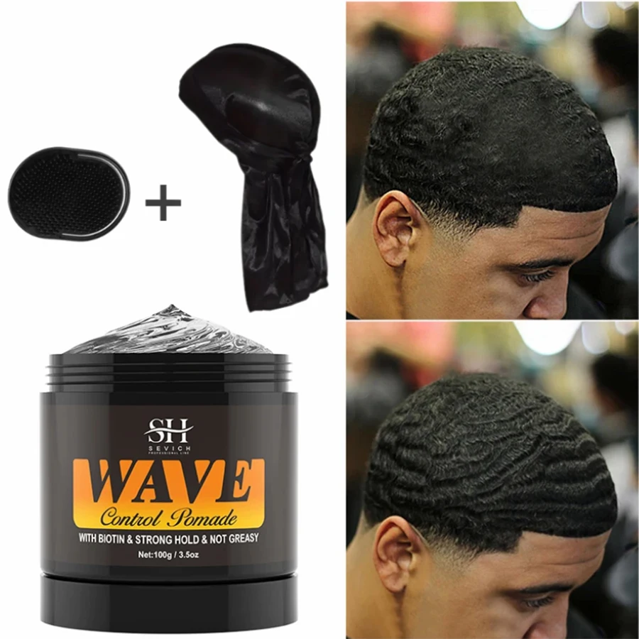 مجموعة تصفيف الشعر للرجال 360 درجة - شمع ودهن للشعر للرجال، فرشاة وذيل طويل Durag للعناية بالشعر #1