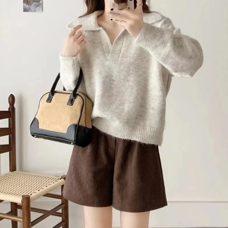 2024 Autumn Winter Women New Arrival Popular Cross Border Hit Elegant Loose Long Sleeve Dress Round Neck Ribbed Texture Sweater