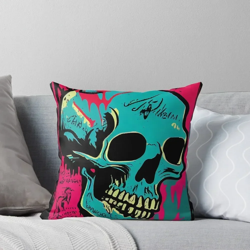 Skull Graffiti Abstract Symphony - Neo Expressionism Graffiti Fusion Artwork Throw Pillow Pillowcase Cushion pillow