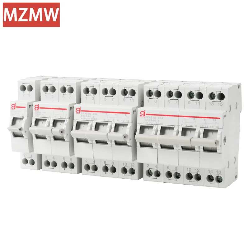 1P 2P 3P 4P 16A 32A 40A 63A 3 Position Dual Power Din Rail Isolating Manual Transfer Switch MTS AC Interlock Circuit Breaker