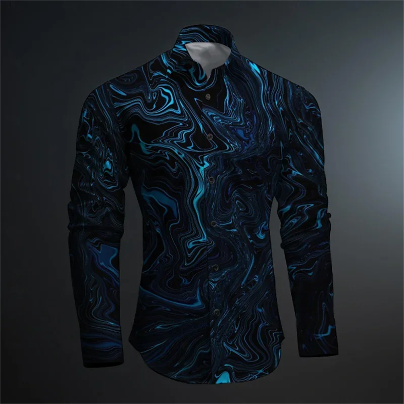 Men's Casual Shirt Rose Splashed Ink 3D Printed Shirt Outdoor Street Long Sleeved Printed Clothing Fashionable Street Clothing