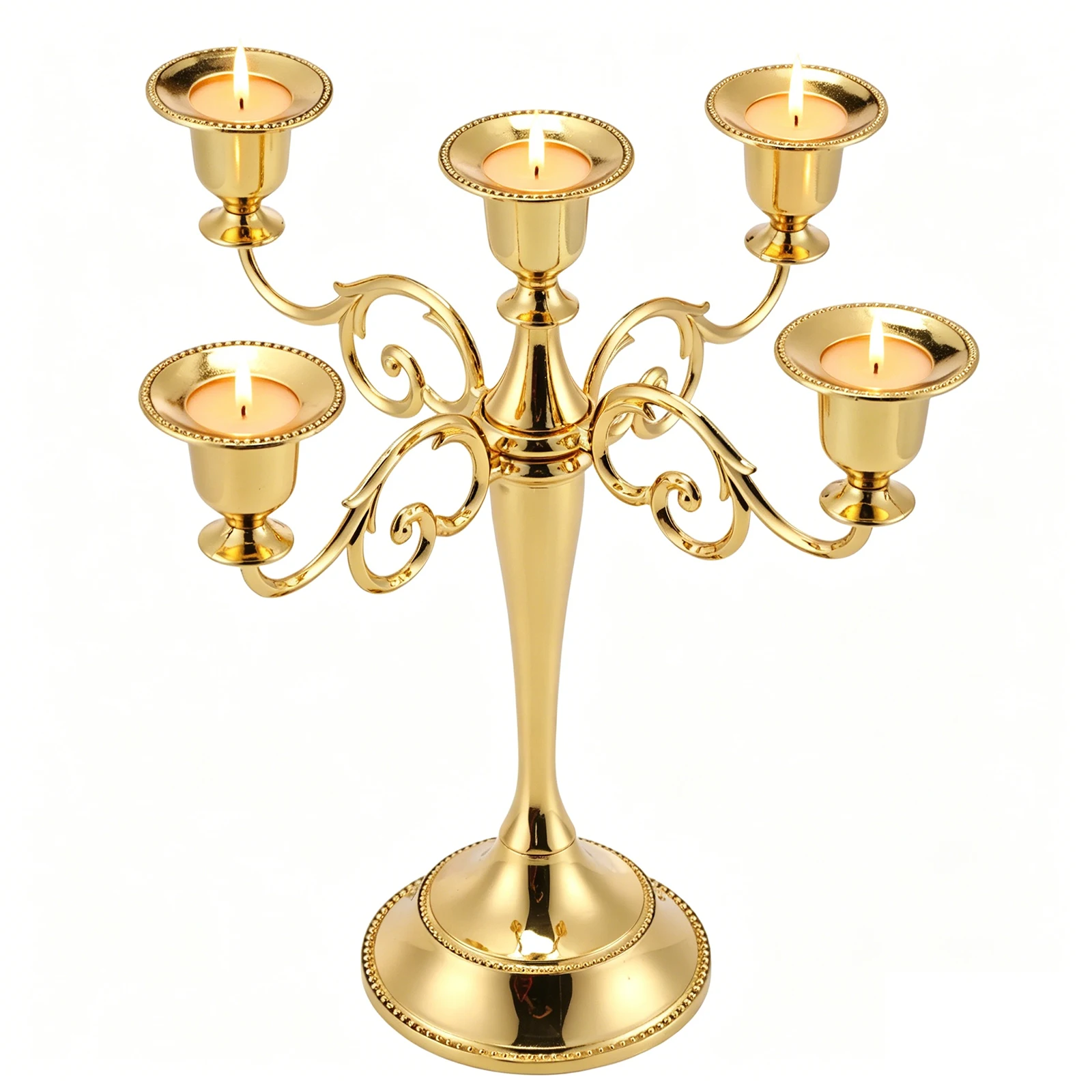 

10.63 Inch 5-Candle Candlestick Candle Holders Detachable Candlestick Holders Sturdy Decorative for Home Wedding