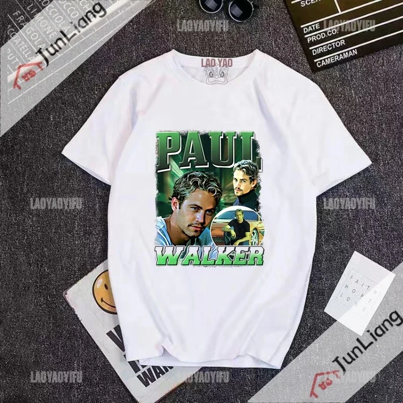 Paul Walker T Shirts Fast and Furious Retro Short Sleeved T-shirt for Women Man Goth Unisex Clothes