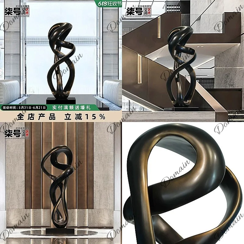 Elegant Large Abstract Floor Sculpture FRP Art Decoration For Hotel Lobby Mall Sales Office