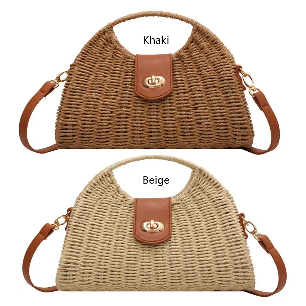 

Summer Women Messenger Bags Woven Shell Female Tote Bag Handmade Fashion Holiday Casual Simple Elegant Lady Straw Bag
