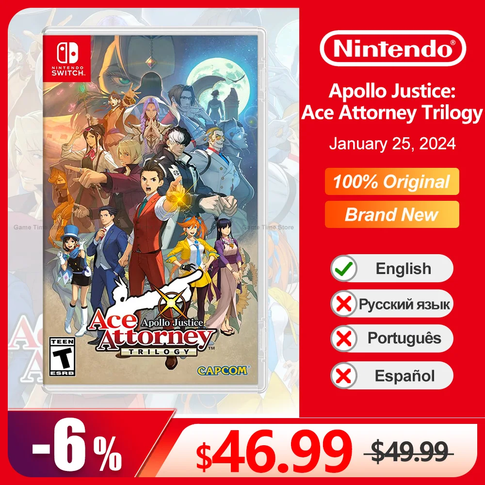 Apollo Justice: Ace Attorney Trilogy Nintendo Switch Game Deals 100% New Physical Game Card Support 1 Player for Nintendo Switch