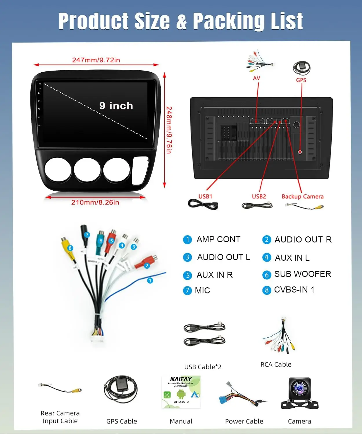 9inch Car Stereo Radio Car-play GPS Wifi Compatible for CRV 1995-2000 Android 13