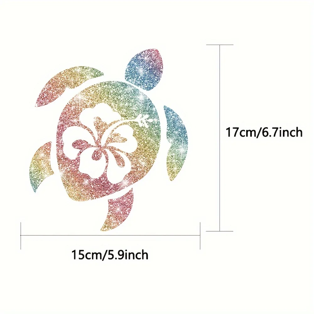 1 szt. Imitacja Diamentu Brokatowa Naklejka na Samochód Żółw Wodoodporna do Okna Samochodowego Tuning Stylizacja Samochodu Śmieszne Błyszczące Naklejki Winylowe na Łódź