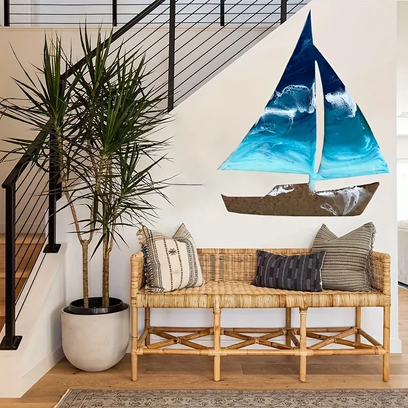 

Metal Sailboat Shape Home Art Ocean Kids Room Decor Sailboat Artwork Beach Home Decor Gifts Beach Lovers, Wall Hanging Decor