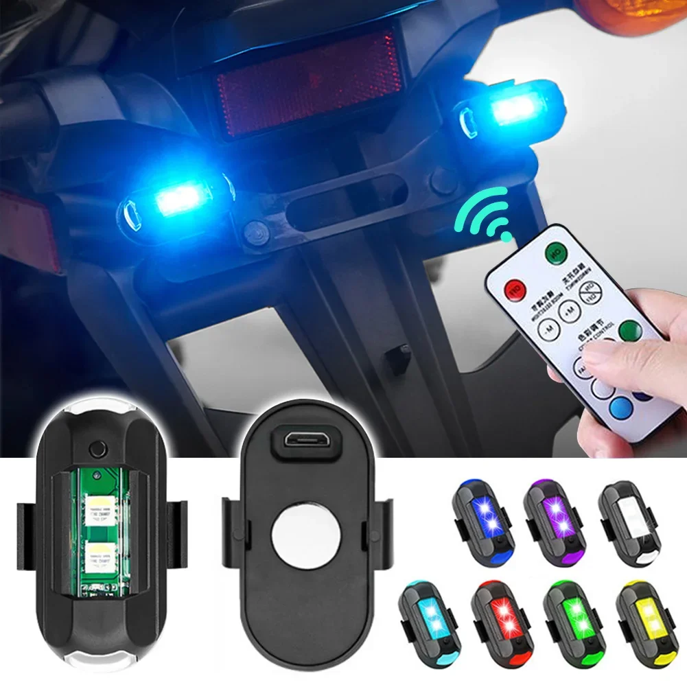 4X Remote LED RGB Anti-collision Warning Light Mini Magnetic Signal Light Drone Strobe Light 7 Color Indicator Motorcycle Lamp