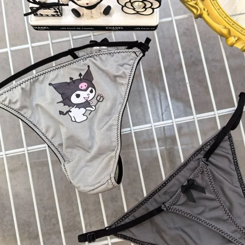 Sanurgente Kuromi-Culotte en coton G-String Kawaii pour femme, sous-vêtement sexy, caleçon en T, taille réglable, cadeau string