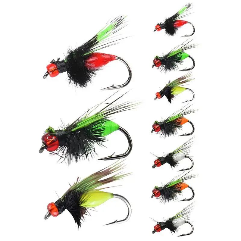 Fly Fishing Lures 10pcs 3D Trout Fly Fishing Lures Dry Topwater Fishing Lures Animated Saltwater Fishing Fly Kit For Bass Trout