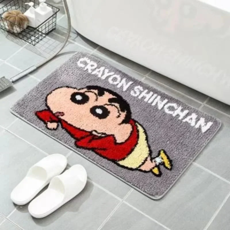 Crayon shin-chan tapete antiderrapante falso cashmere macio e confortável absorvente entrada tapete bonito casa decoração do quarto
