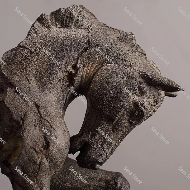 Retro Horse Head Home Decorative Item,American Style Living Room or TV Cabinet Entrance Ornament,Unique Vintage Art,Exclusive