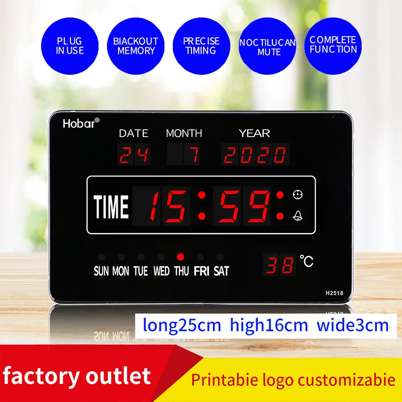 Electronic Month Day Week Temperature Display LED Digital Wall Calendar Clock for Elderly Electric Radio Living Room Christmas